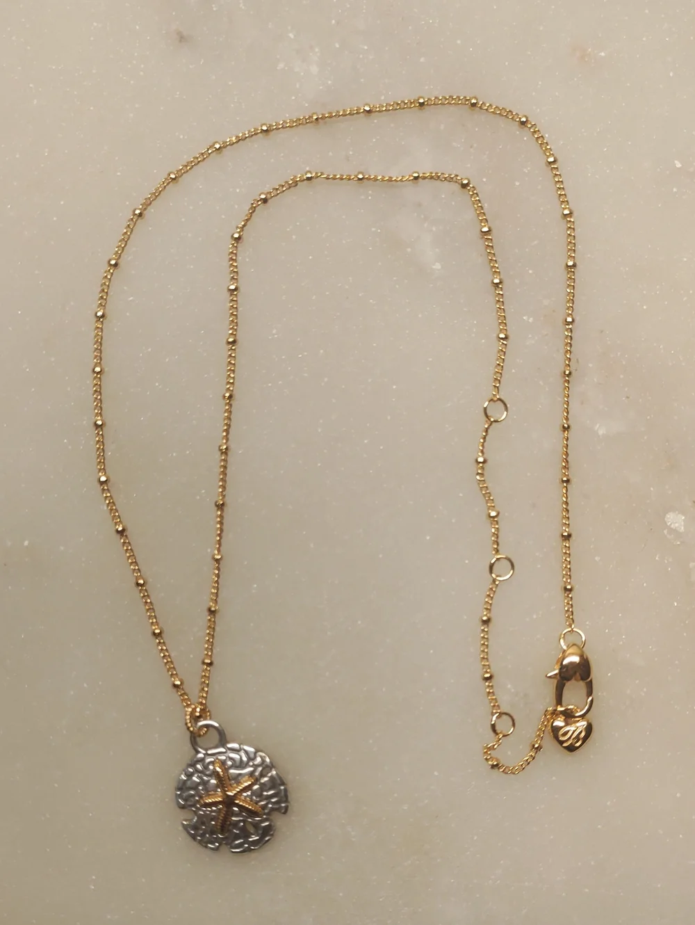 NEW! Brighton Sunset Cove Sand Dollar Pendant Necklace Two Tone Silver And Gold